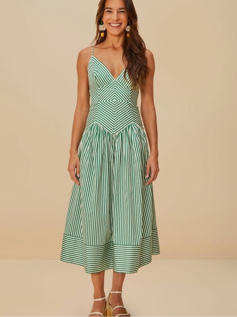 Bicolor Stripes Organic Cotton Midi Dress